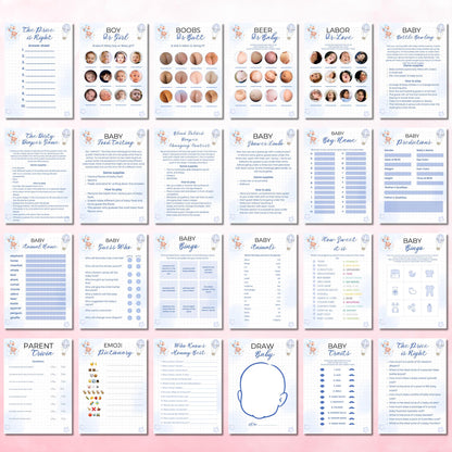 Baby Shower Games Bundle | Printable Baby Shower Activities & Games | Instant Download Party Game Pack | Fun Baby Games for Boys and Girls
