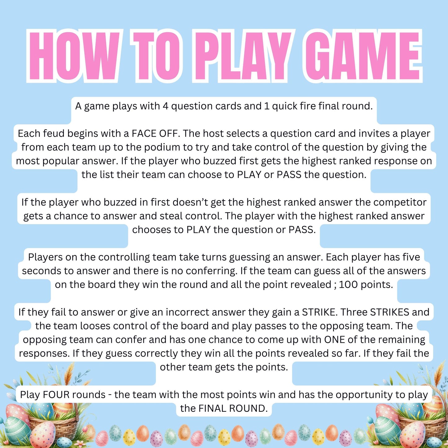 Easter Family Feud Game | Fun Easter Trivia for Kids & Adults | Printable Easter Party Game | Holiday Game Night | Easter Team Challenge