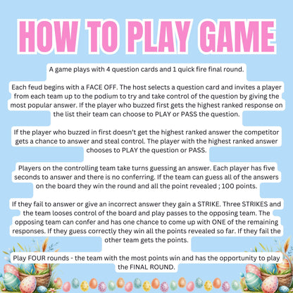 Easter Family Feud Game | Fun Easter Trivia for Kids & Adults | Printable Easter Party Game | Holiday Game Night | Easter Team Challenge