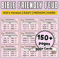 Bible Family Feud Game for Kids – 300+ Printable Cards | Christian Trivia Party Game | Sunday School Activity | Easy to Hard Levels
