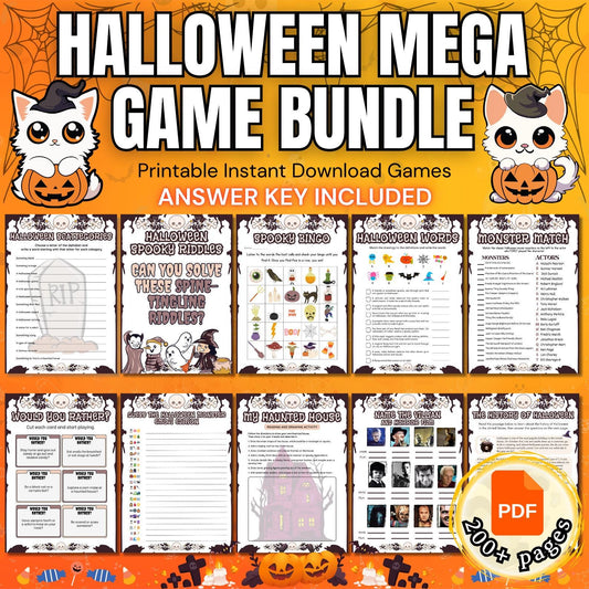 Halloween Printable 200+ Game Bundle | Halloween Party Games | Halloween Games For Kids Teens & Adults | Halloween Classroom Activities