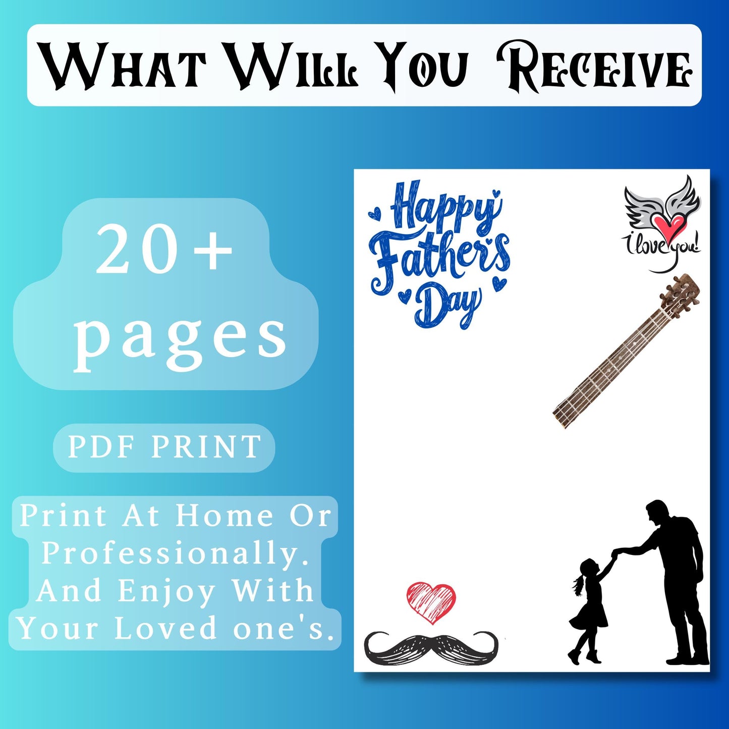 Father's Day Handprint Craft | Printable DIY Gift for Dad | 25+ Cute Designs for Kids, Toddlers & Teens | Instant Download PDF Art