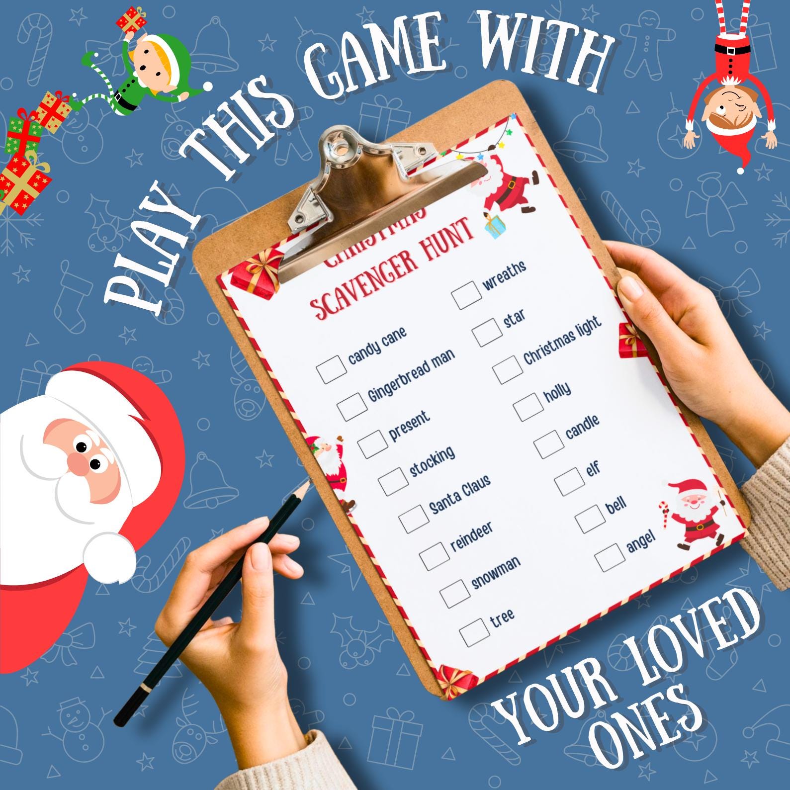 Christmas Game Bundle PLR MRR | 50+ Printable Games for Kids & Adults | Bingo, Emoji Quiz, Word Scramble | 135+ Pages Instant Download