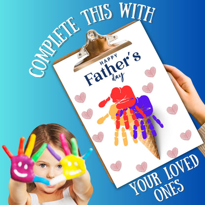 Father's Day Handprint Craft | Printable DIY Gift for Dad | 25+ Cute Designs for Kids, Toddlers & Teens | Instant Download PDF Art