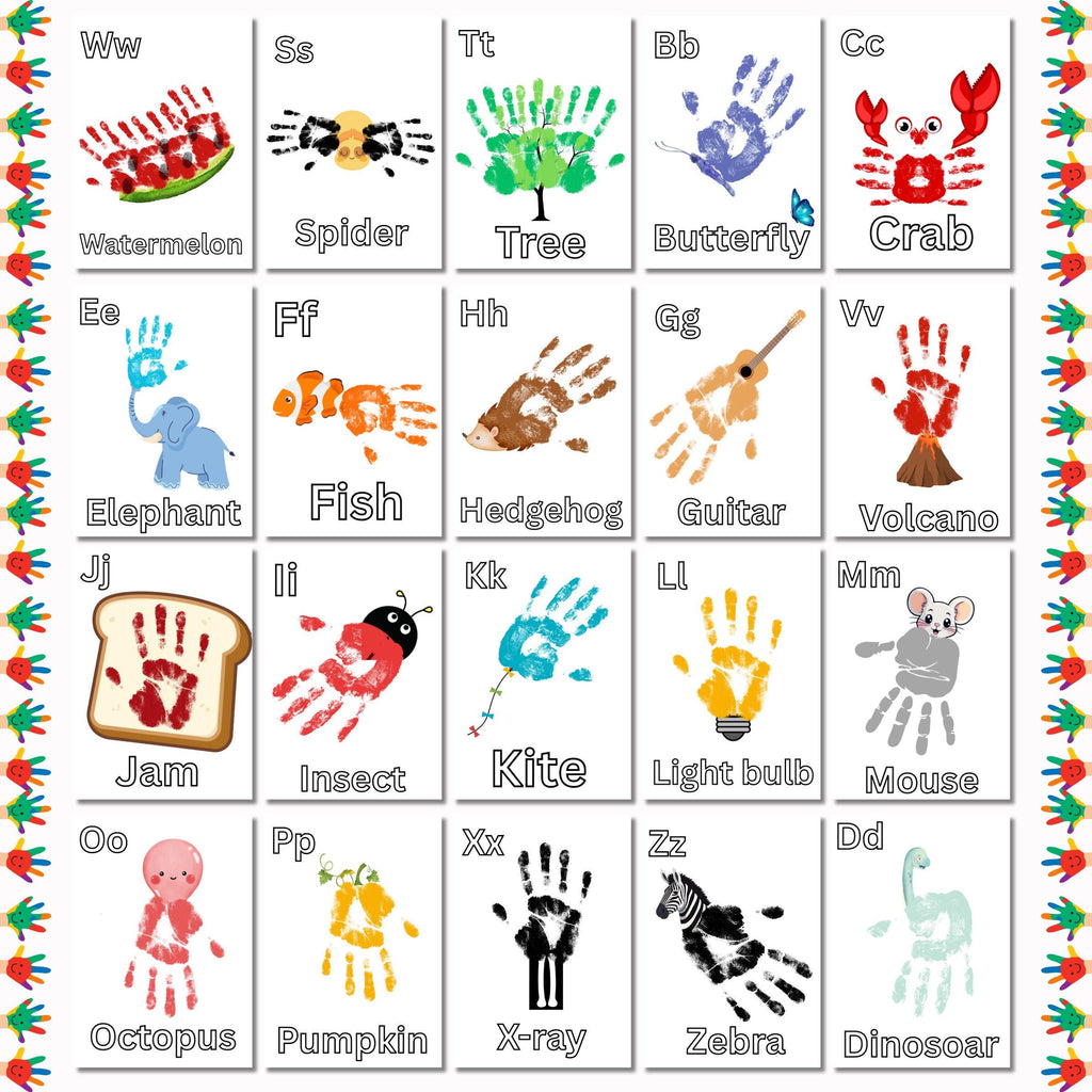 Alphabet Handprint Art Bundle, Handprint Alphabet Book Template, Preschool & Kindergarten Craft, Pre-K Letter Activity, Classroom Art Fun