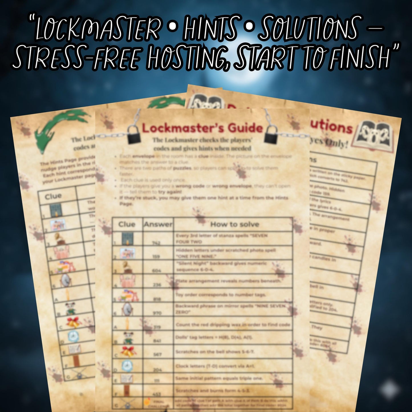 Printable Spooky Christmas Escape Room Game | Haunted Holiday Mystery Puzzle | DIY for 1–6 Players – Fun Family Activity – No Locks Needed