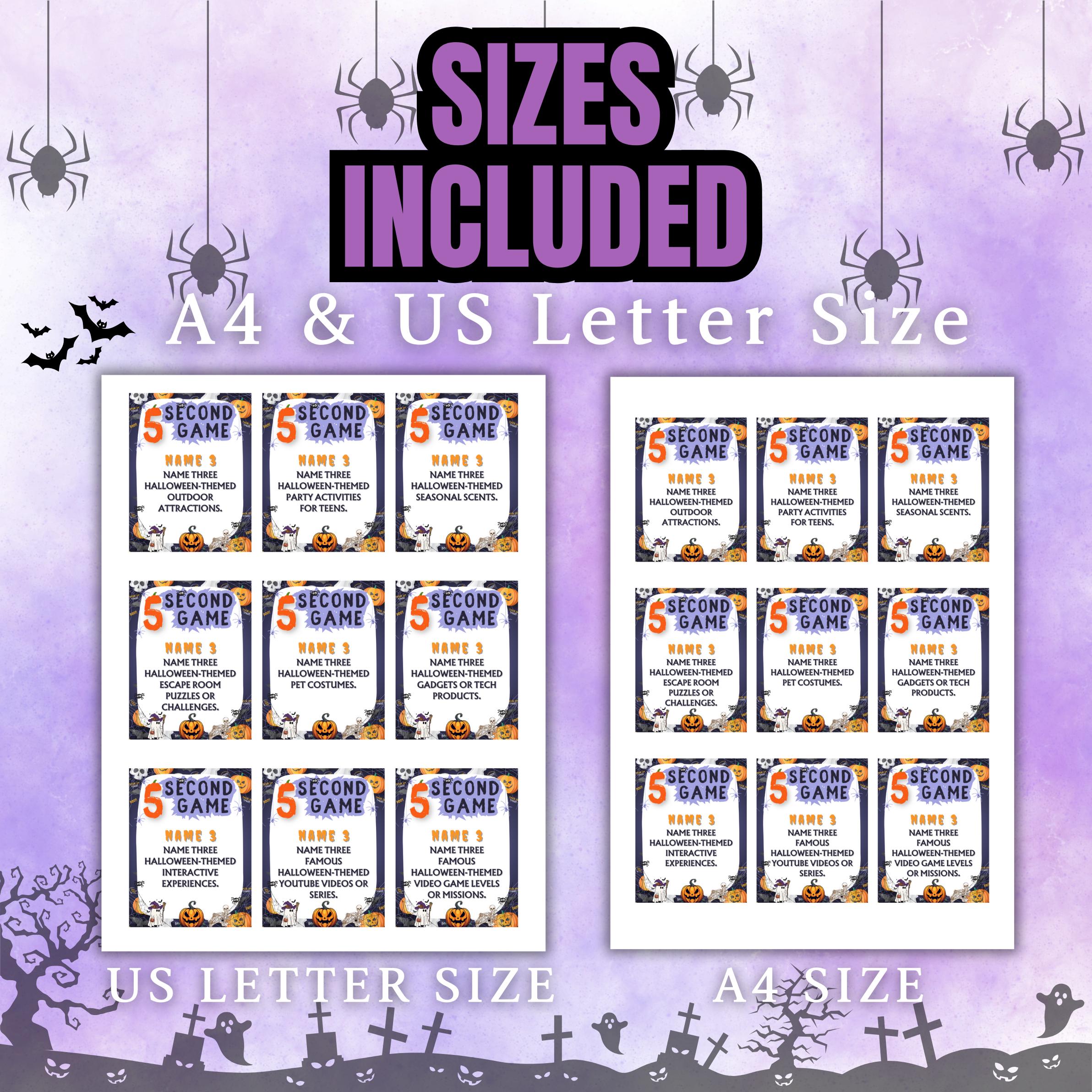 120+ Halloween 5-Second Game Cards | Exciting Spooky Trivia Challenge for Kids & Adults | Fast-Paced Fun for Parties | Printable Halloween