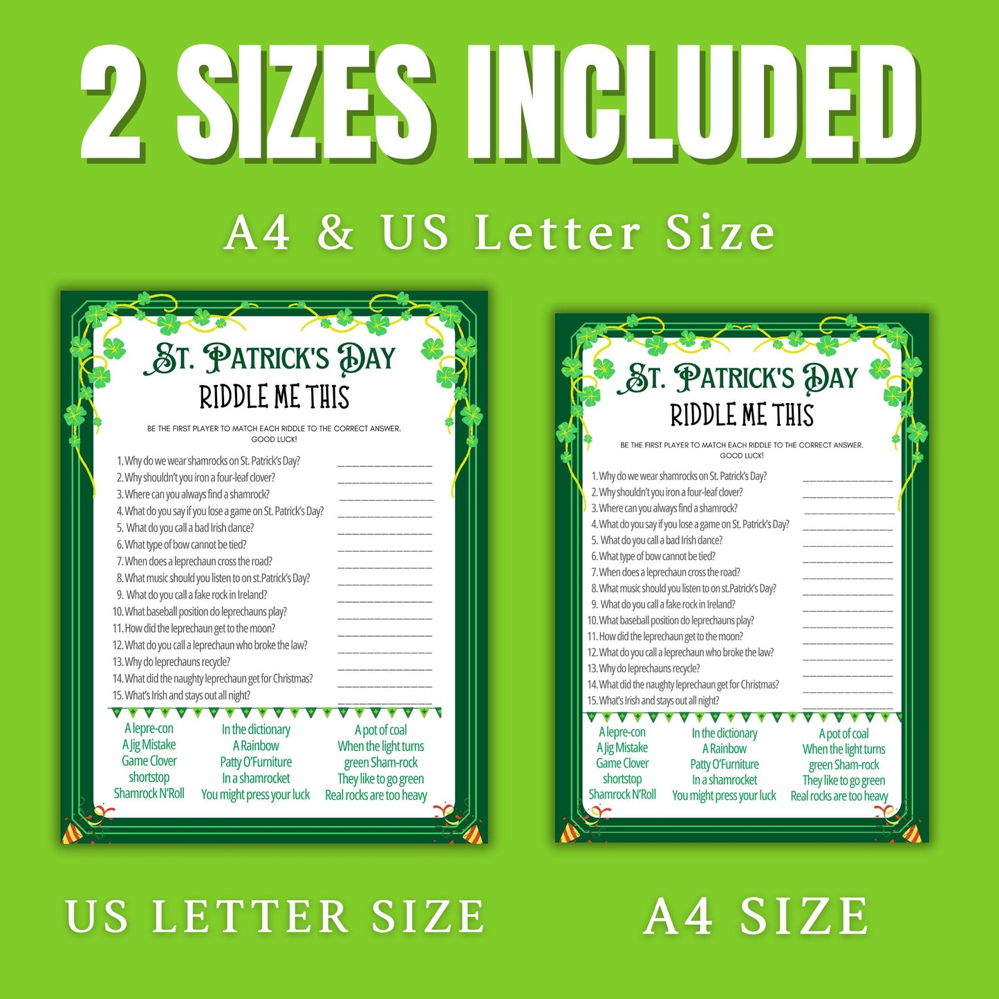 St. Patrick's Day Games Bundle | 60+ Printable Games for Kids & Adults | St. Patrick's Day Classroom Fun, Leprechaun Games, Party Activities