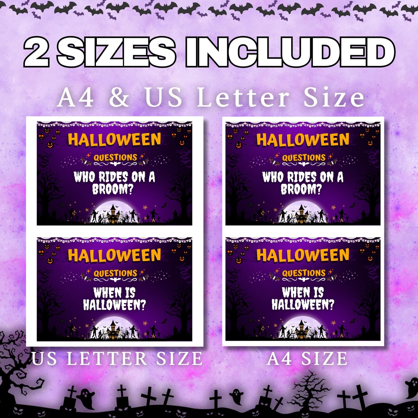 Halloween Haunt Questions Game | 64+ Spooky Trivia Cards | Fun Printable Game for Parties & Family Gatherings | Halloween Party Essentials