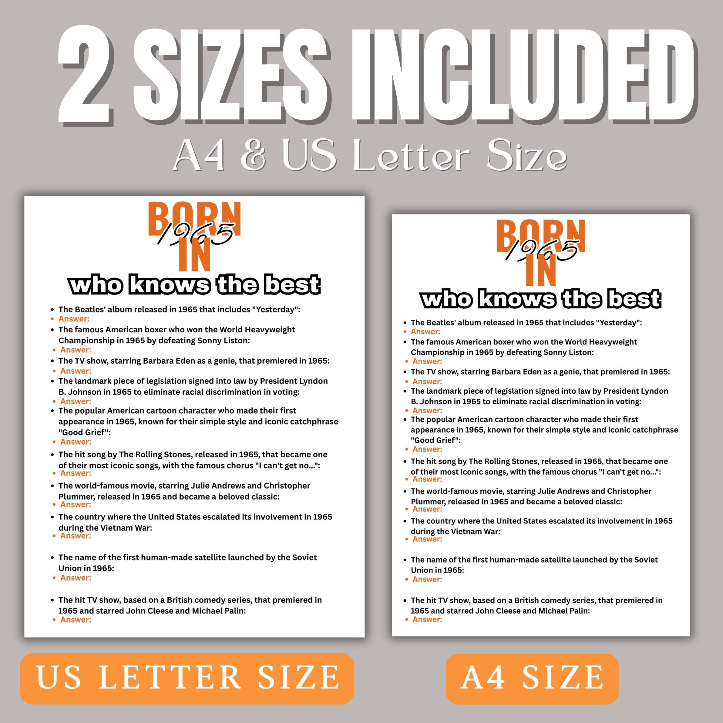 60th Birthday Party Game Bundle | Born in 1965 Games | 40+ Fun Printable Games & Trivia | Adult Party Activities | 60th Celebration Fun