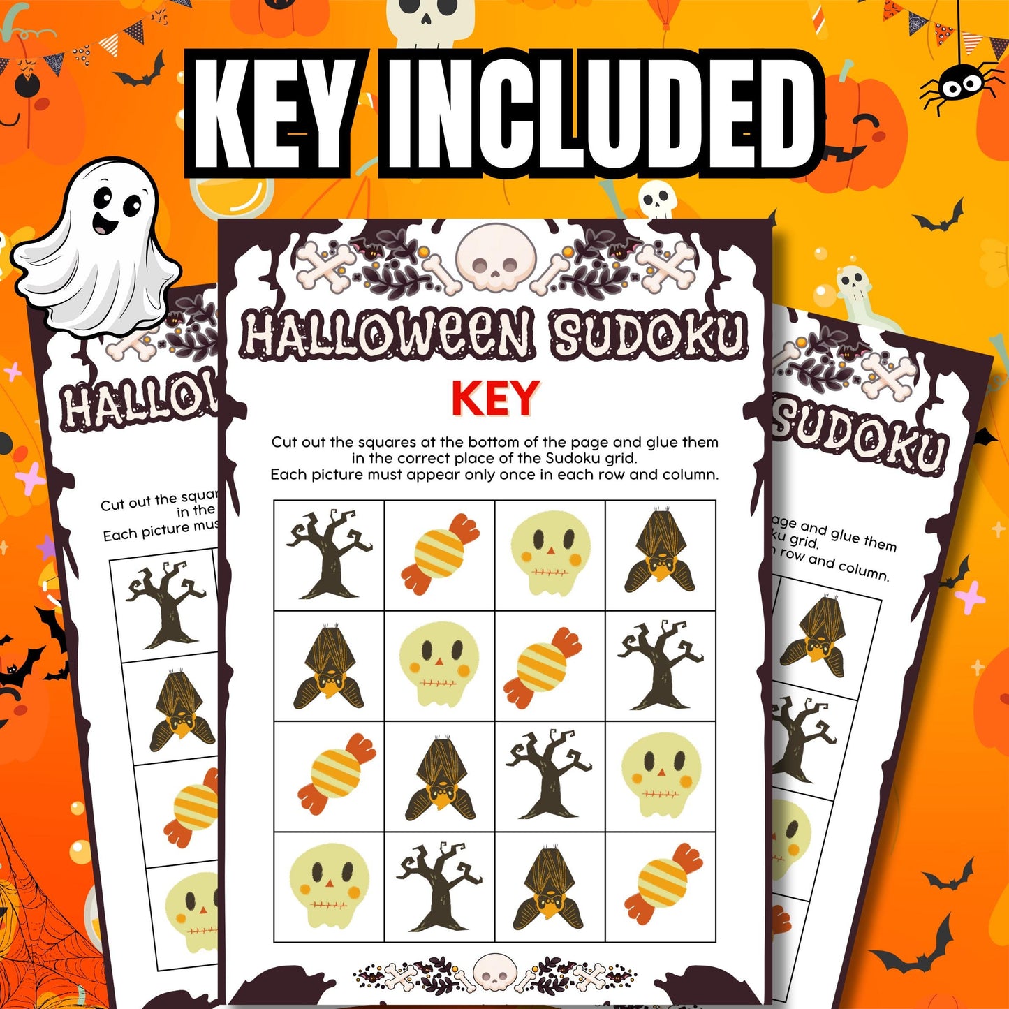 Halloween Sudoku Puzzle Game | Spooky-Themed Sudoku for All Ages | Printable Halloween Activity | Fun | Challenging Puzzle for Kids & Adults