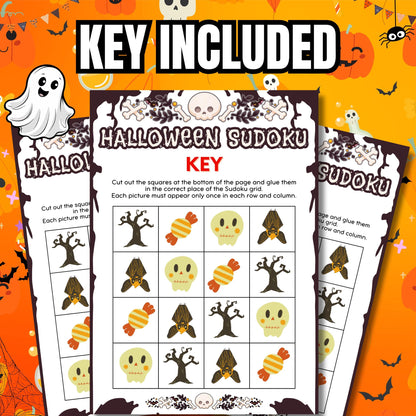 Halloween Sudoku Puzzle Game | Spooky-Themed Sudoku for All Ages | Printable Halloween Activity | Fun | Challenging Puzzle for Kids & Adults