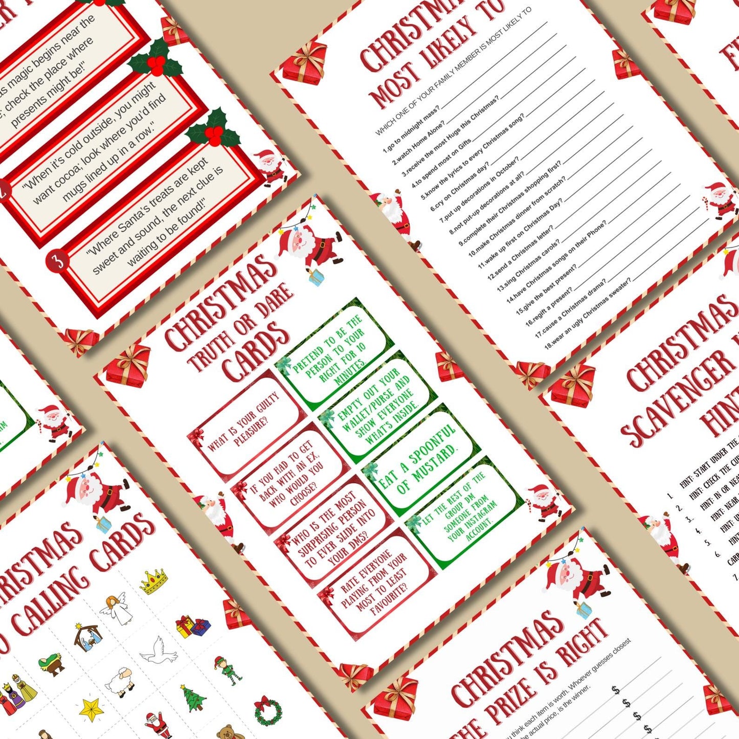 Christmas Game Bundle PLR MRR | 80+ Printable Holiday Games for All Ages | Charades, Emoji Quiz, Song Dares | 250+ Pages Download PDF