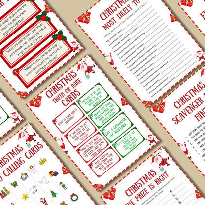 Christmas Game Bundle PLR MRR | 80+ Printable Holiday Games for All Ages | Charades, Emoji Quiz, Song Dares | 250+ Pages Download PDF