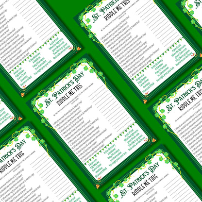 St. Patrick's Day Riddle Me This Game | Printable Trivia, Party Game for Kids & Adults | Fun St. Paddy's Day Activity | St. Patrick's Game