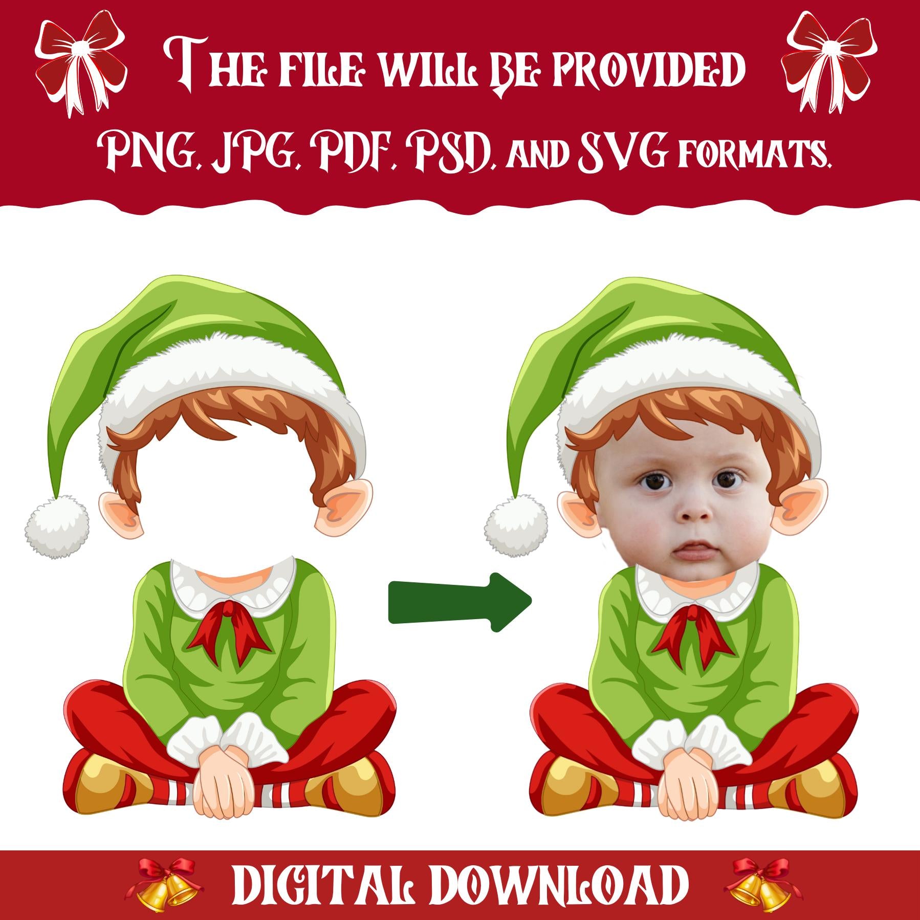 Christmas Add Your Own Photo Face Mega Bundle | 50+ DIY Elf, Santa, Snowman PNGs | Fun Holiday Craft & Decor for Kids