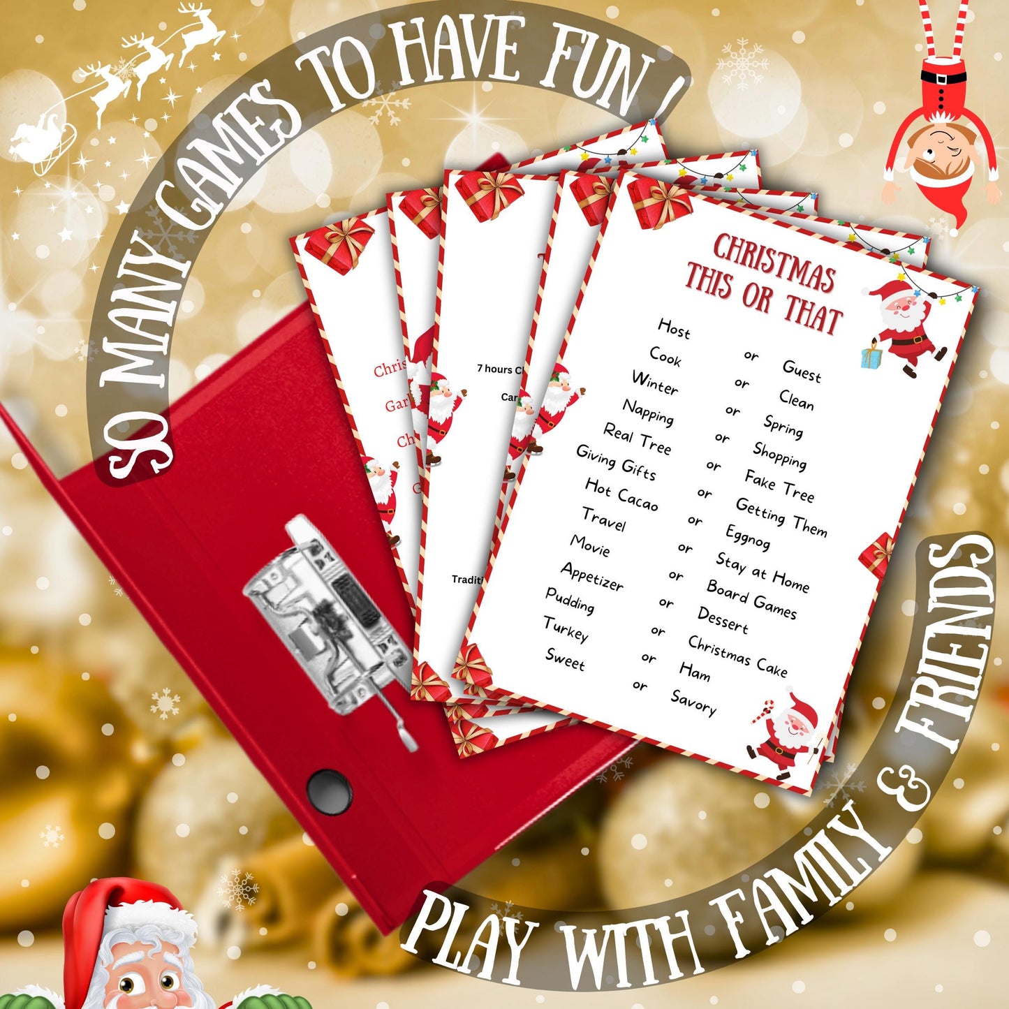 Christmas This Or That Game, Christmas Printable Party Game For Kid & Adults, Christmas Activity For Family And Office Fun, Would You Rather