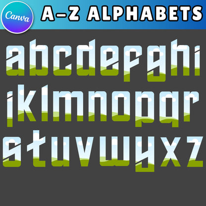 Editable Canva Doodle Alphabet & Numbers | Uppercase Frame Letters Template | Custom Fill Pattern | Canva Clipart Design Bundle