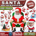 Add Your Own Face Santa Bundle, 150+ Editable Clipart (png, jpg, psd, PDF), Christmas Templates, Photo Props for DIY Crafts, Stickers, Cards