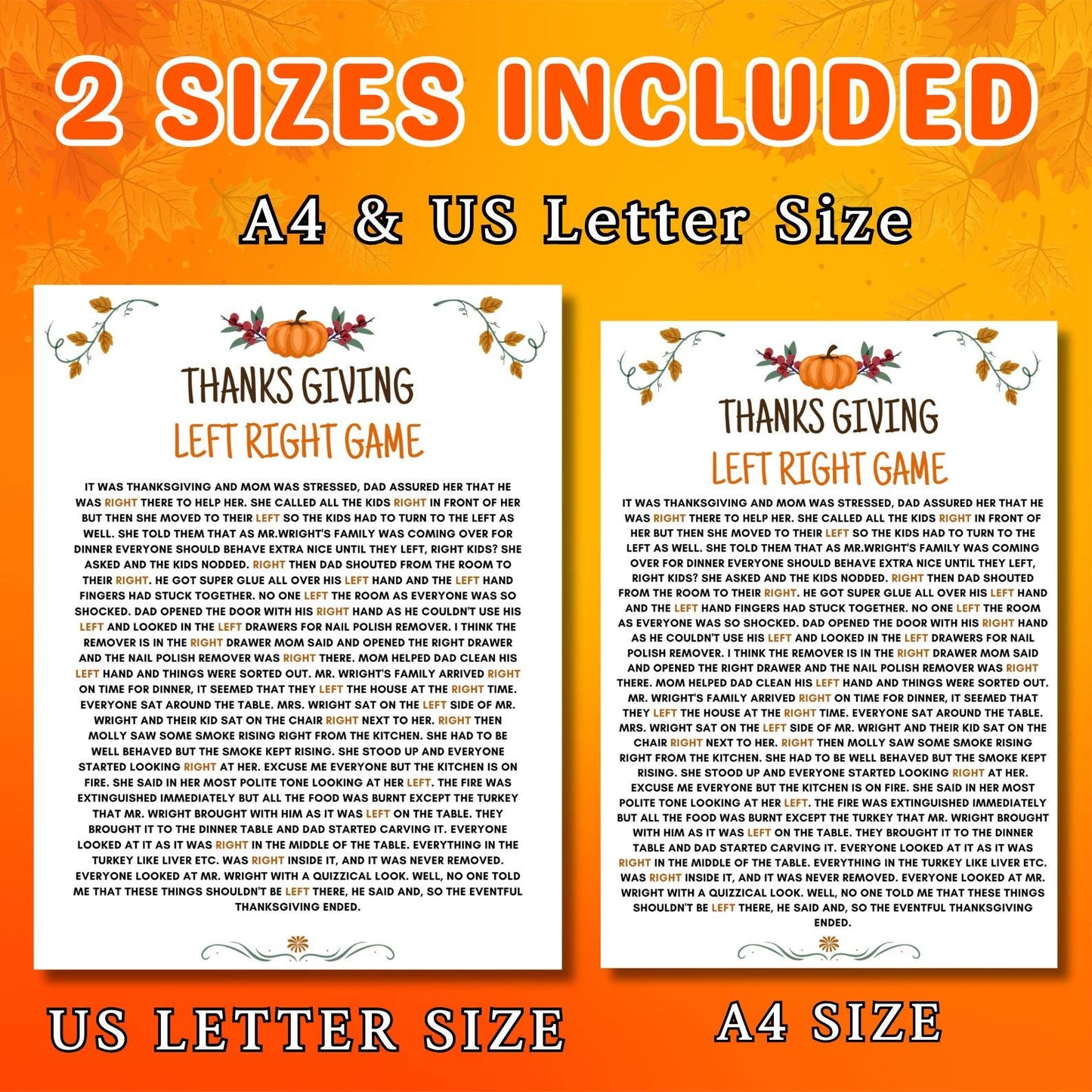 Thanksgiving Left Right Game, Thanksgiving Games, Friendsgiving Games, Thanksgiving Party Game, Pass The Present, Pass The Gift Game, Pdf