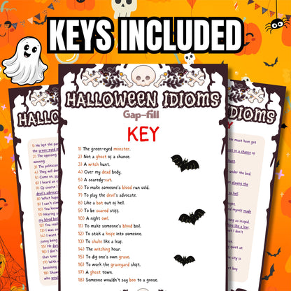 Halloween Idioms Game | Fun Matching | Gap Fill Activities | Printable Halloween Game for Kids & Classroom | Spooky Idiom Challenges