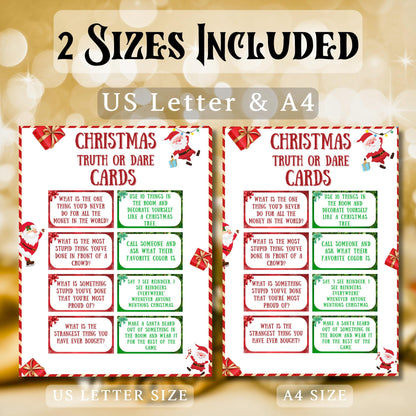 Christmas Truth Or Dare, Christmas holiday Party Game, Christmas Game For Kids & Adults, Printable Christmas Family Activity, Office Game