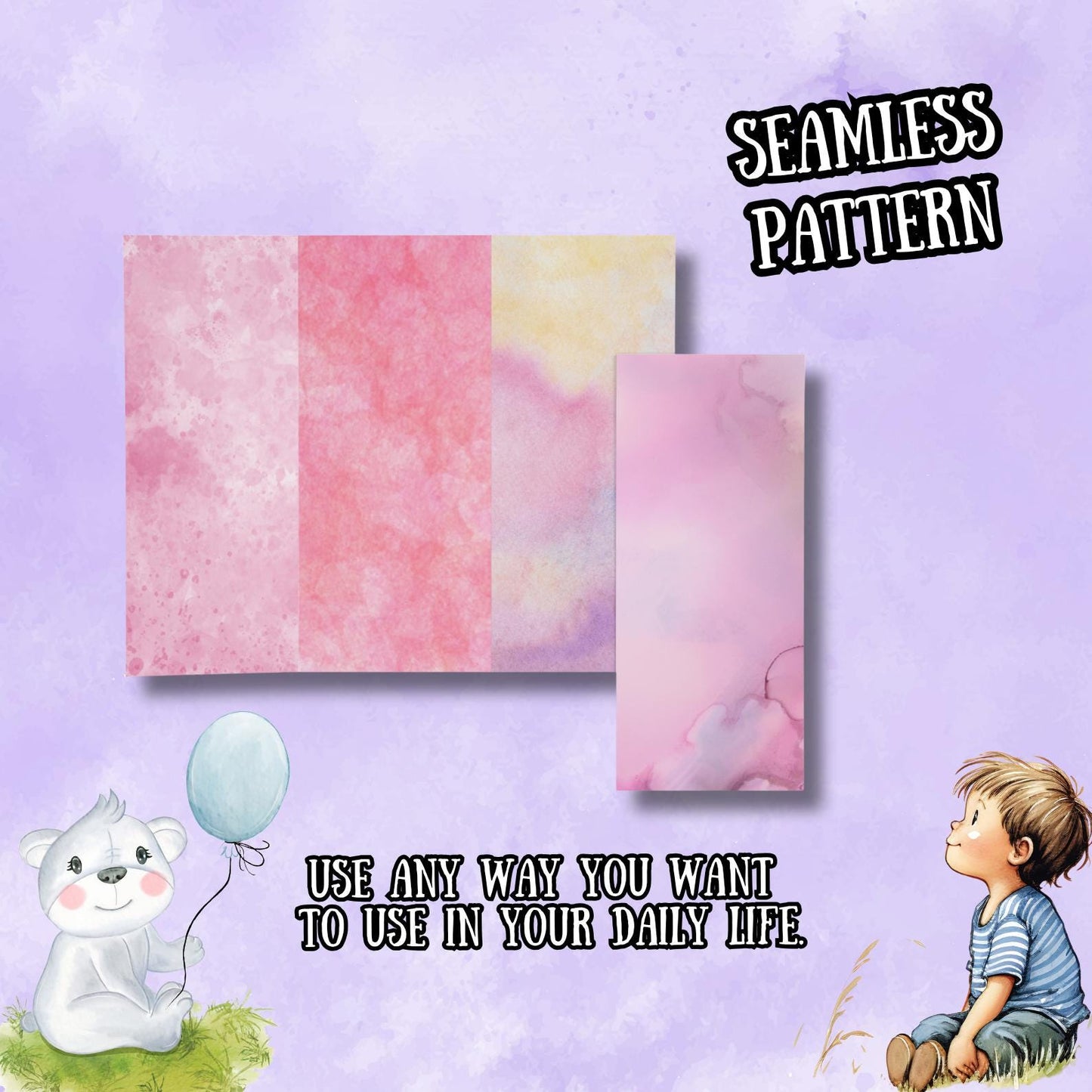 Pastel Watercolor Digital Paper Pack 180+ Seamless 12x12 Backgrounds, 300 DPI Textures for Scrapbooking, Invitations, Sublimation & Crafts