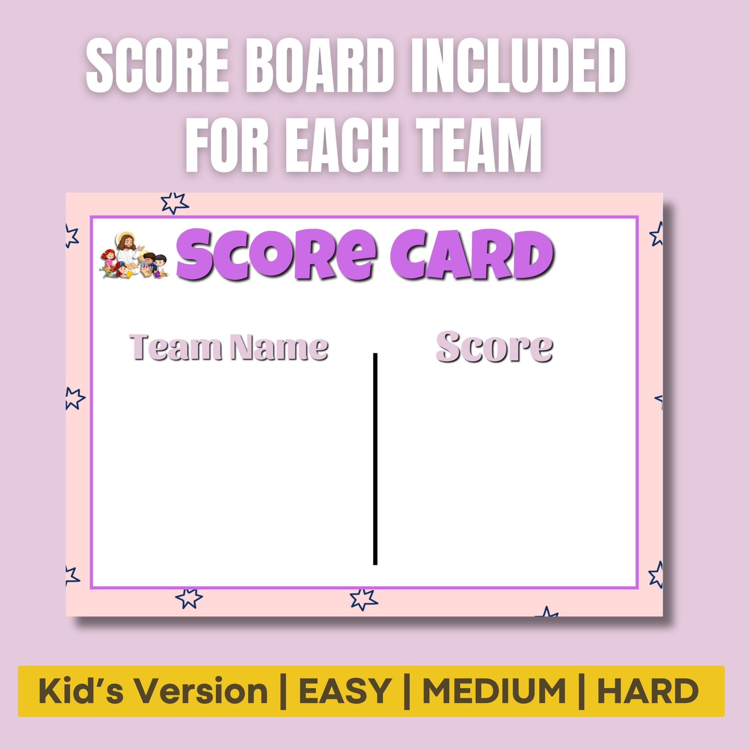 Bible Family Feud Game for Kids – 300+ Printable Cards | Christian Trivia Party Game | Sunday School Activity | Easy to Hard Levels