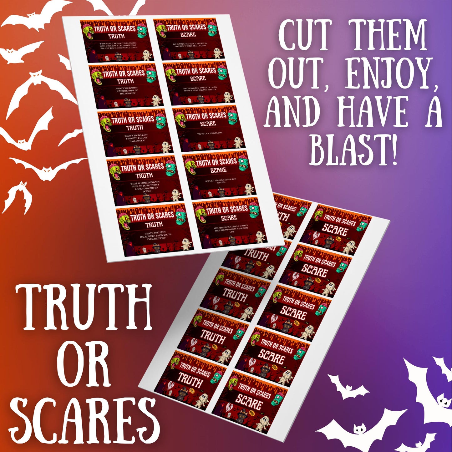 Halloween Truth or Scare Game | Spooky Fun with Printable Truths & Scare | Perfect Party Game for Kids,  Adults | Halloween Party Essentials