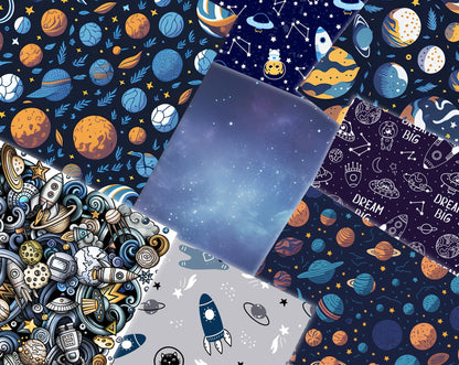Galaxy & Space Digital Paper Bundle – 300+ Seamless 12x12 Patterns, Astronaut/Rocket/Planet Backgrounds for Scrapbooking, Invites and Crafts