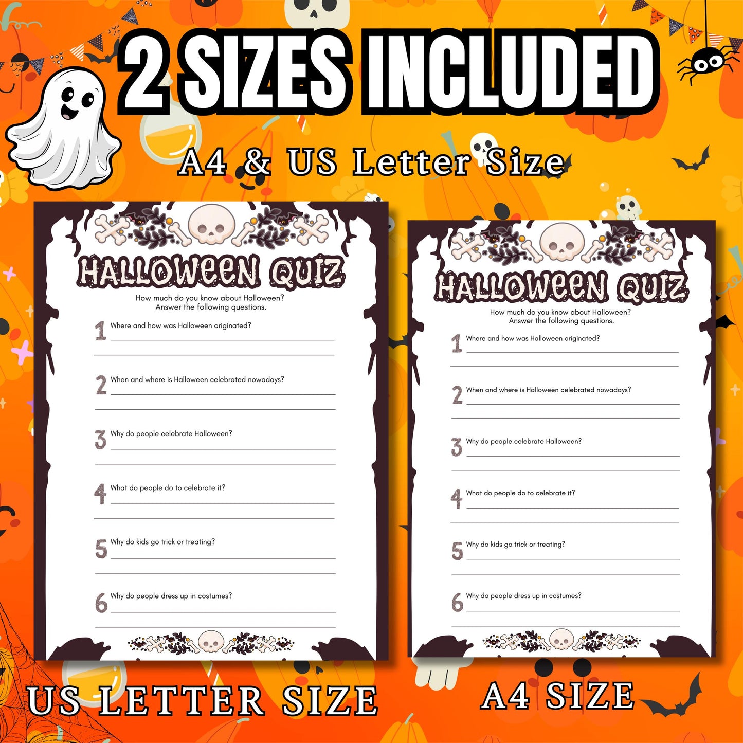 Halloween Quiz Game | Trivia Challenge | Printable Quiz with True/False, Multiple Choice & Answer Key | Perfect for Parties | Classroom Fun
