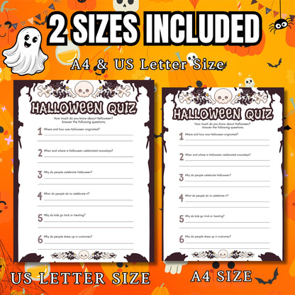 Halloween Quiz Game | Trivia Challenge | Printable Quiz with True/False, Multiple Choice & Answer Key | Perfect for Parties | Classroom Fun