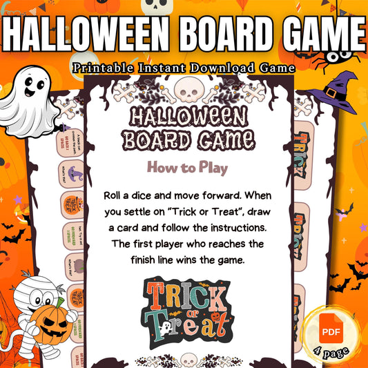 Halloween Board Game | Printable Spooky Fun | Dice-Based Halloween Night Game for Family & Friends | Engaging Board Dice Game | Fun Games