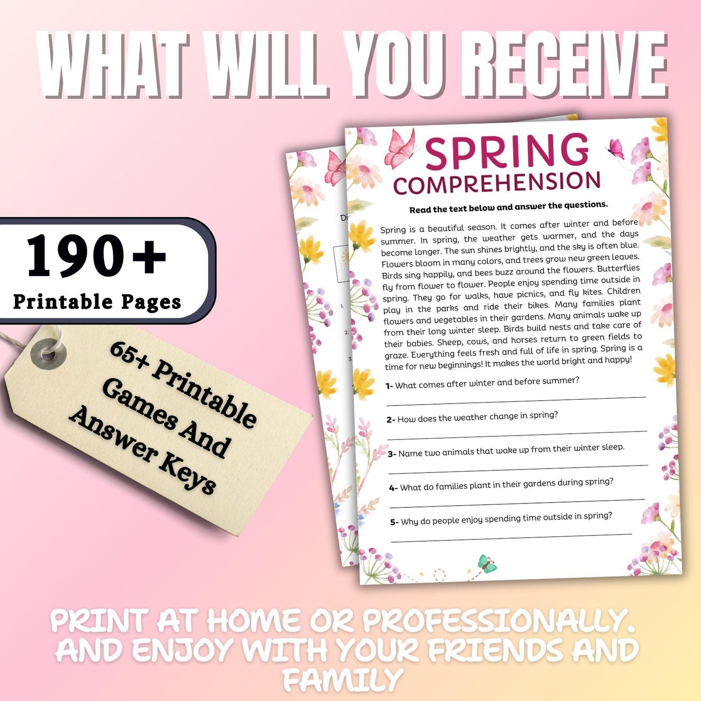 Spring Games Bundle 65+ Printable Activities for Adults, Kids, Seniors | Trivia, Icebreakers, Puzzles, Riddles, Spring Family & Office Games