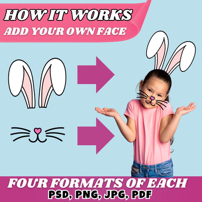 Easter Face Cutout Clipart | Add Your Own Photo | 285+ PNG & PSD Files | Bunny | Egg Frames | Digital Download for Crafts and Sublimation