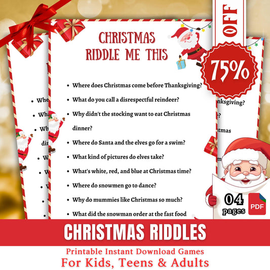Christmas Riddles Game, Christmas Riddle Fest, Christmas Riddle Game For Kids & Adults, Family Christmas Activity, Christmas Party Game