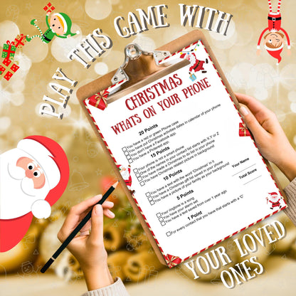Christmas What's On Your Phone Game, Christmas Printable Games, Xmas Office Party, Christmas Family Group Activity, Game For Adults, Pdf