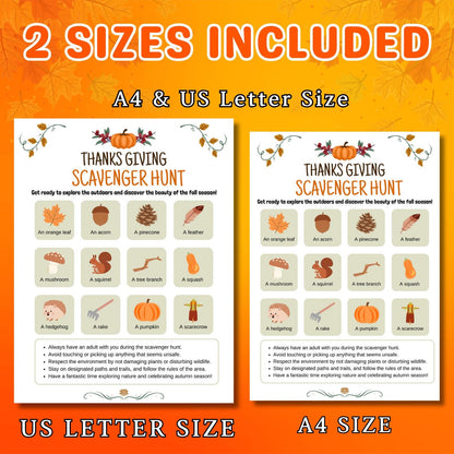 Thanksgiving Scavenger Hunt, Indoor & Outdoor Treasure Hunt, Scavenger Hunt For Kids Adults and Teens, Party Game Pdf, Instant Download