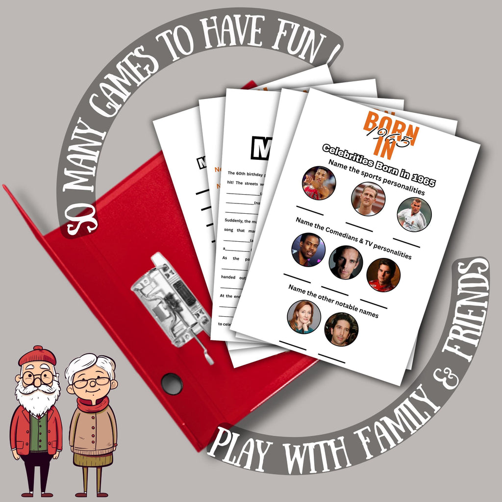 60th Birthday Party Game Bundle | Born in 1965 Games | 40+ Fun Printable Games & Trivia | Adult Party Activities | 60th Celebration Fun