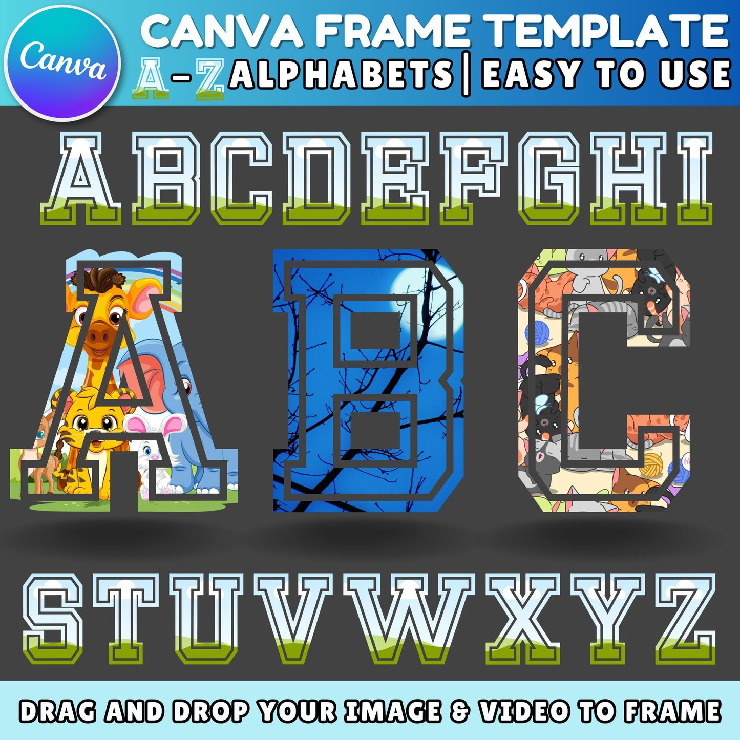 Doodle Alphabet Canva Template | Transparent Hand-Drawn Letters | Editable Font Design | Digital Collage & Printables | Instant Download