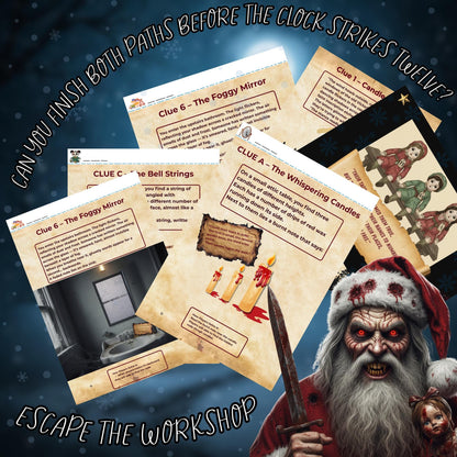 Printable Spooky Christmas Escape Room Game | Haunted Holiday Mystery Puzzle | DIY for 1–6 Players – Fun Family Activity – No Locks Needed