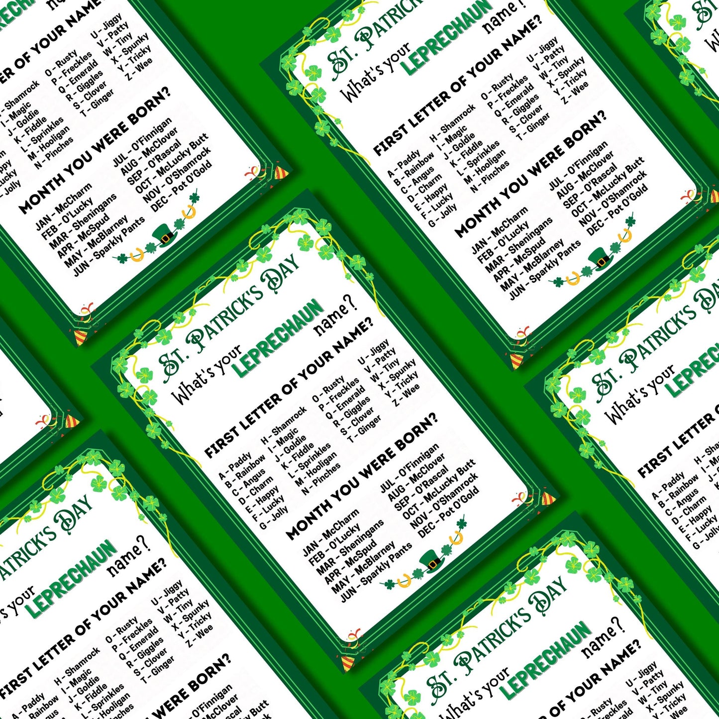 What's Your Leprechaun name St Patricks Day Games, Leprechaun name tag game, Leprechaun name board sign, Lucky Shamrock Game | Printable PDF