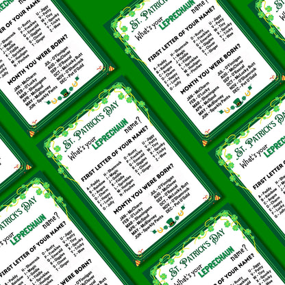What's Your Leprechaun name St Patricks Day Games, Leprechaun name tag game, Leprechaun name board sign, Lucky Shamrock Game | Printable PDF