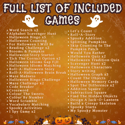 Halloween Printable 200+ Game Bundle | Halloween Party Games | Halloween Games For Kids Teens & Adults | Halloween Classroom Activities