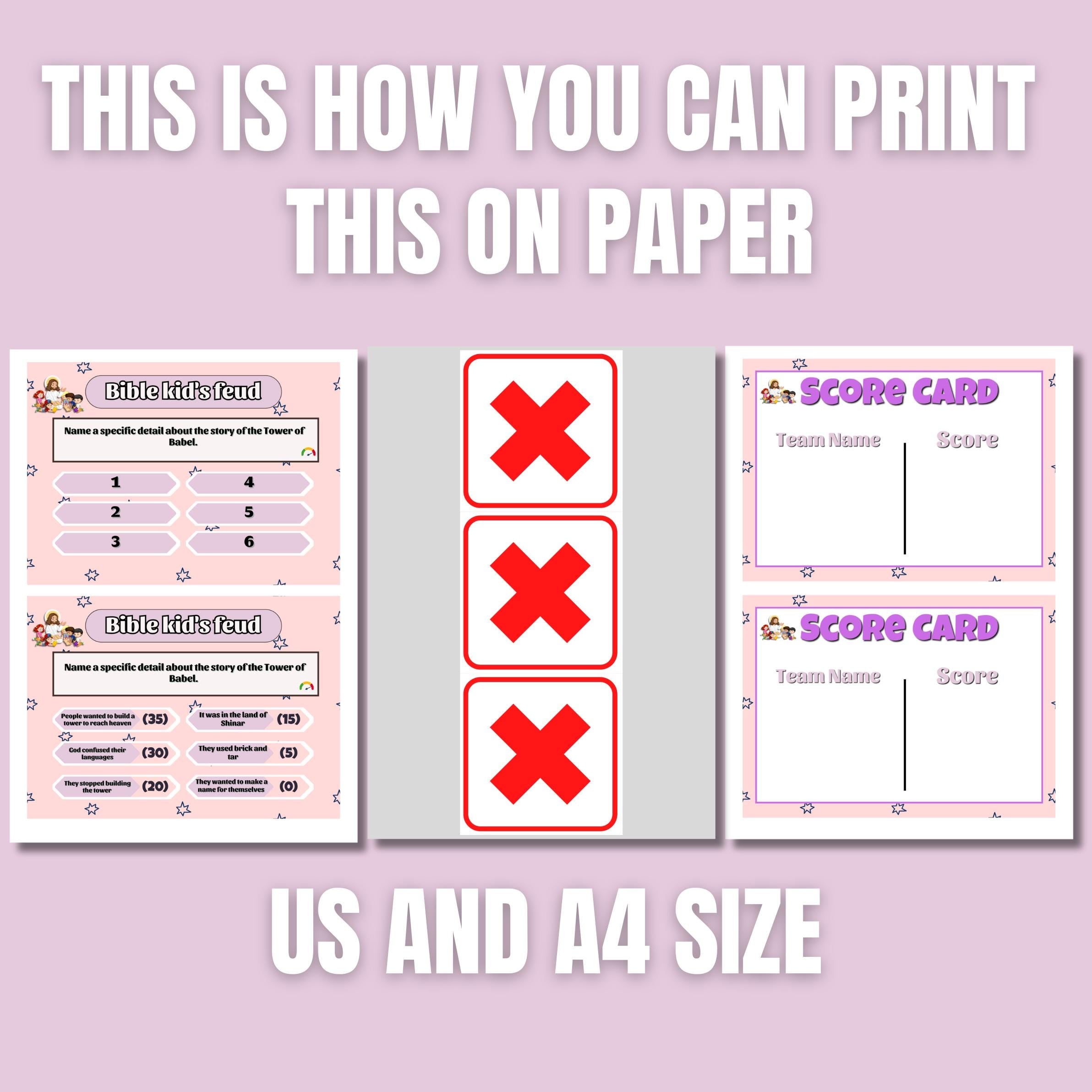 Bible Family Feud Game for Kids – Medium Level Printable Bible Trivia | 100+ Cards for Sunday School, Homeschool | Church | A4 & US Sizes