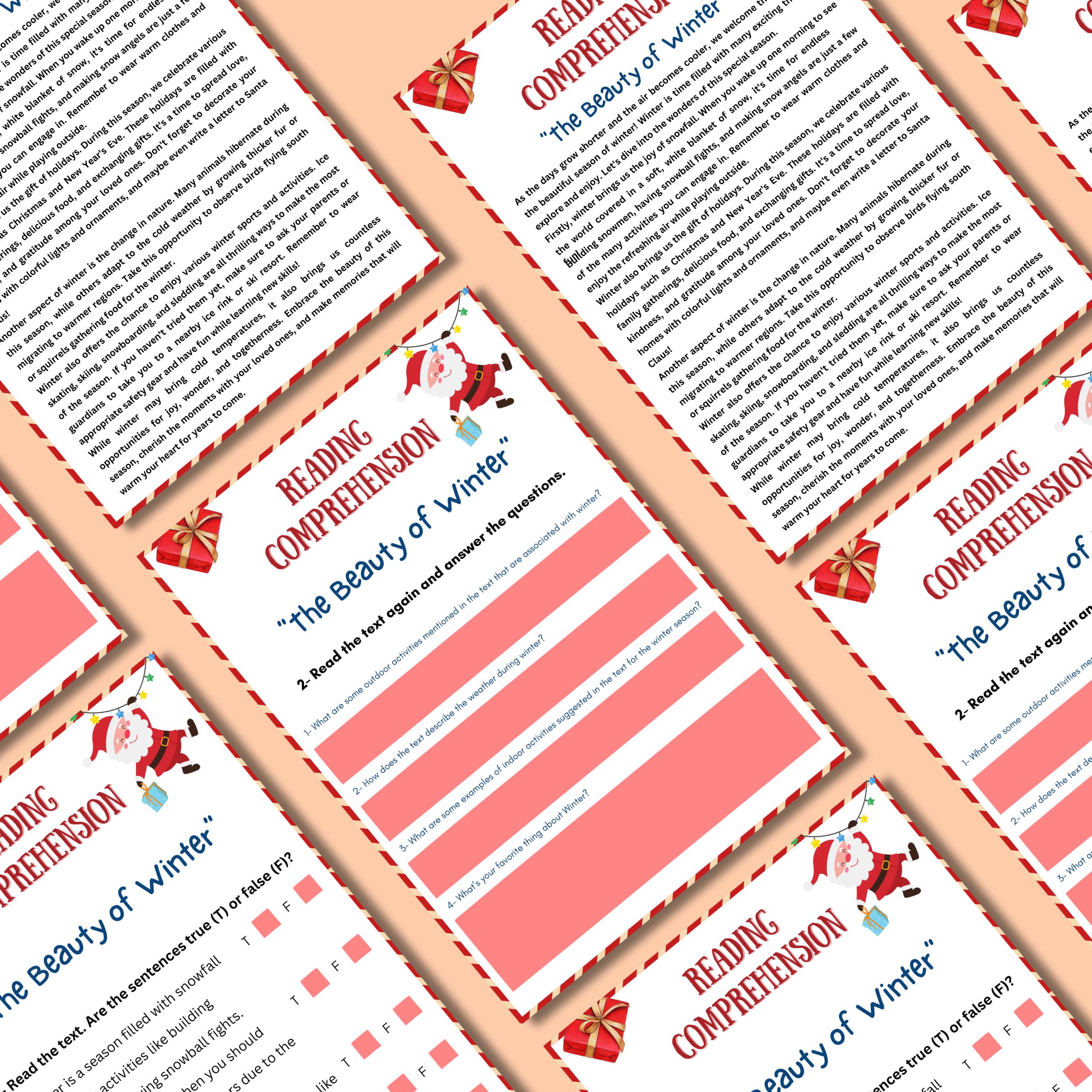 Christmas Comprehension Game, Christmas Reading Printable Game For Kids & Adults, Family Dinner Game, Office And Classroom Activity Fun