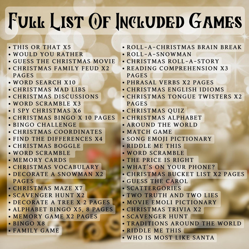 80+ Christmas Games Mega Bundle, 250+ Printable Christmas Party Game Pages, Games For Kids & Adults, Festive Family Games, Office Fun Games