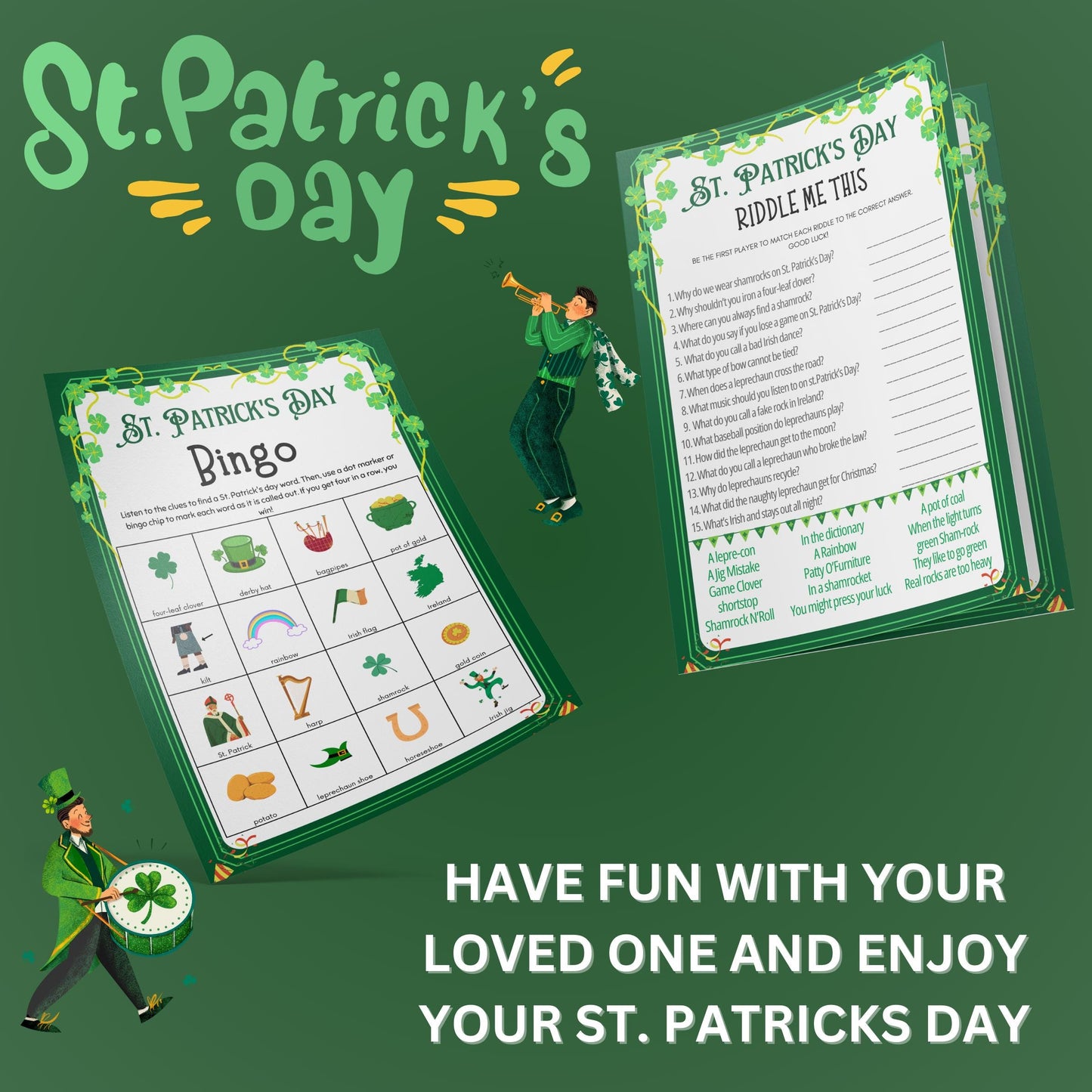 St. Patrick's Day 60+ Game MEGA BUNDLE, Fun St. Patrick's Day Party Games for Adults & Seniors, St. Paddy's Day Activities, St. Pat's Games