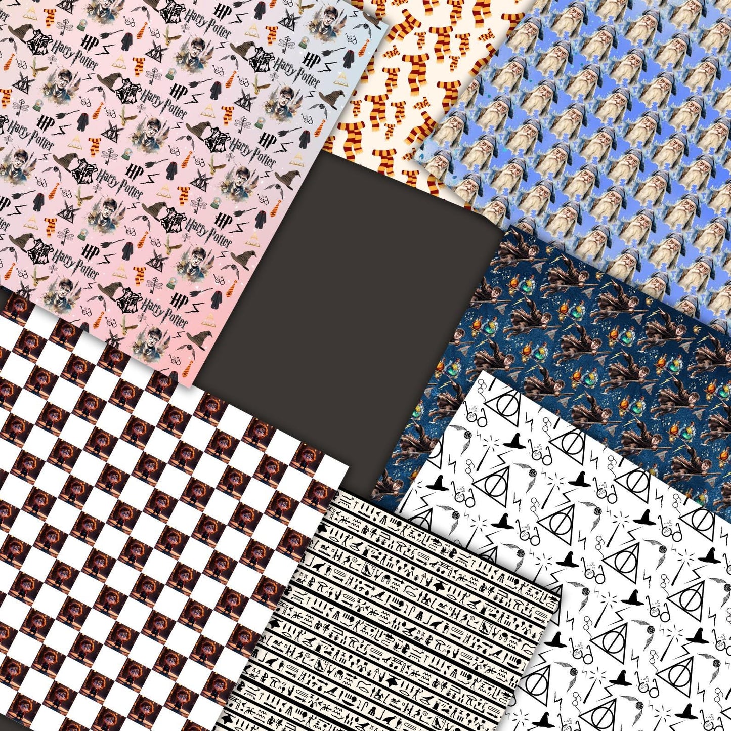 Wizard School Digital Paper Bundle – 100+ Seamless 12x12 Magic Patterns, Owls/Wands/Spells Backgrounds for Scrapbooking, Invites & Crafts