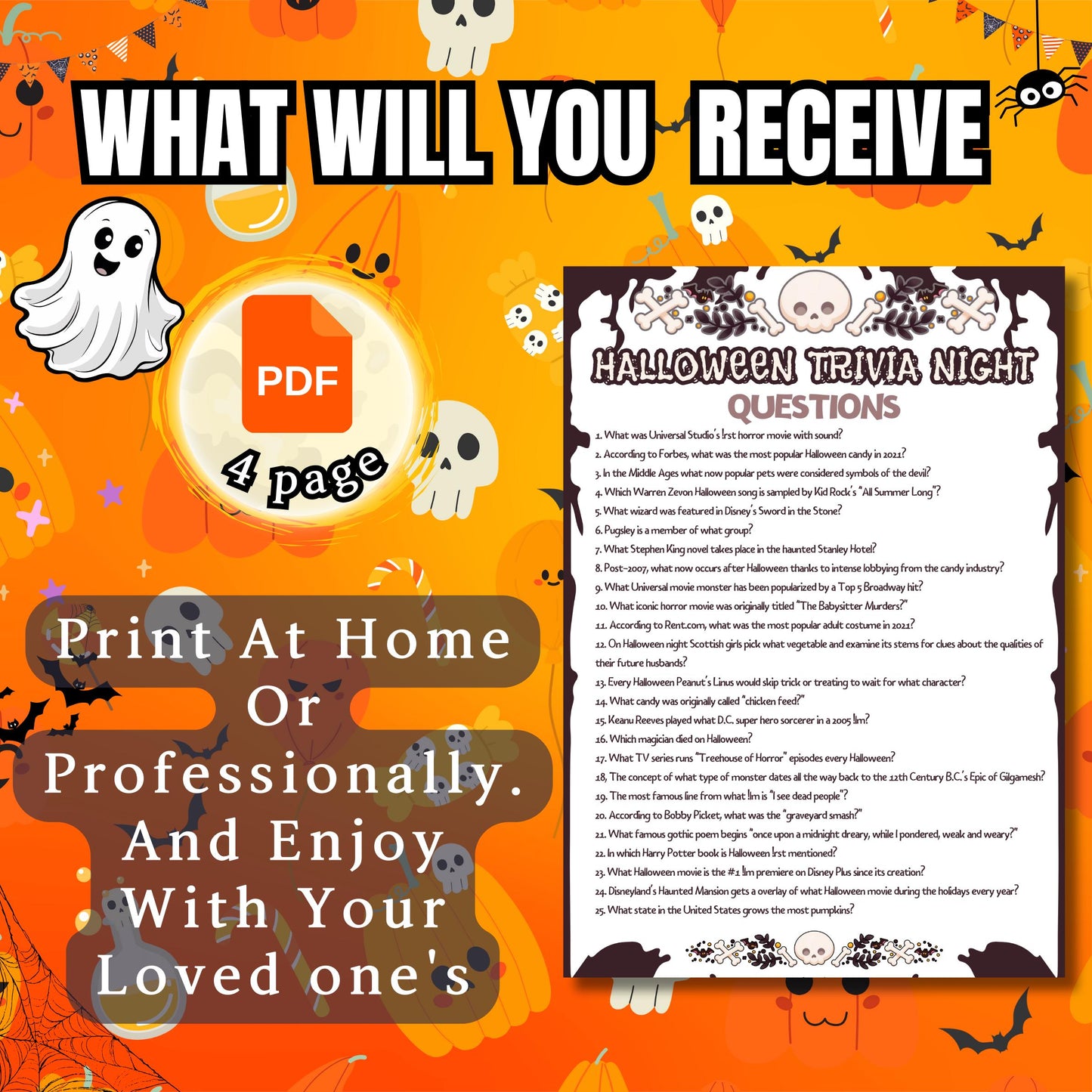 Halloween Trivia Game Bundle | Fun, Educational Halloween Quiz Pack for Kids, Teens & Adults | Printable Party Games for Family | Classroom